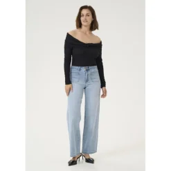 Kaffe KAkarla HW Wide Jeans - Jeans 10507619 Light Blue Washed fra Kaffe