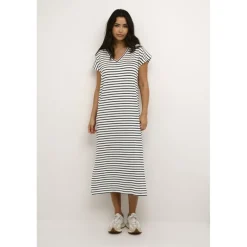 Kaffe Kaliddy Long Dress - Stribet kjole 10508942 Chalk/black Stripe fra Kaffe