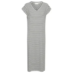 Kaffe Kaliddy Long Dress - Stribet kjole 10508942 Chalk/black Stripe fra Kaffe