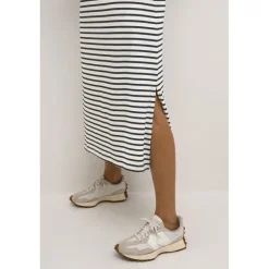 Kaffe Kaliddy Long Dress - Stribet kjole 10508942 Chalk/black Stripe fra Kaffe