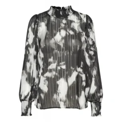 Kaffe KAlifa Blouse - Sort/grå bluse 10509201 Black/Grey Blurry fra Kaffe