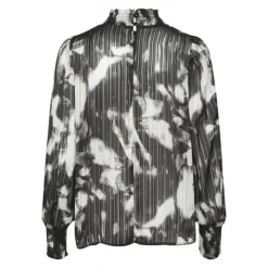 Kaffe KAlifa Blouse - Sort/grå bluse 10509201 Black/Grey Blurry fra Kaffe