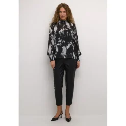 Kaffe KAlifa Blouse - Sort/grå bluse 10509201 Black/Grey Blurry fra Kaffe