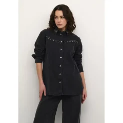 Kaffe KAlouisa Denim Shirt - Grå skjorte med nitter 10509319 fra Kaffe