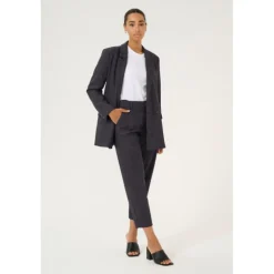 Kaffe KApernilla Cropped Pants - Grå ternet buks i 7/8 længde 10509507 Dark Grey Check fra Kaffe