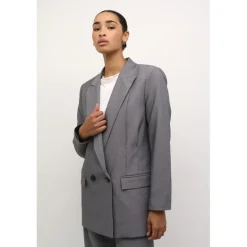 Kaffe KArey Blazer - Grå habitjakke 10509189 Grey Melange fra Kaffe