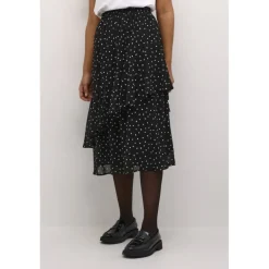 Kaffe KAsally Skirt - Sort nederdel med prikker 10508983 Black/White dot fra Kaffe