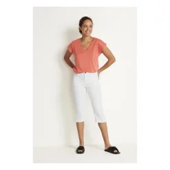Kaffe KAzelina Capri Jeans - 10506525 Chalk fra Kaffe