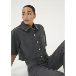 KAkhloe Denim Shirt - Grå denim jakke 10552345 Medium Grey Denim fra Kaffe