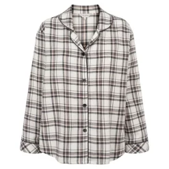 Lady Avenue Cotten Flannel Pyjamas - Brun ternet pyjamas 83-2087 Deer/Rose Checks fra Lady Avenue