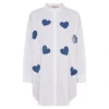 Marta MdcCecilia Shirt - Hvid skjorte med blå hjerter 259288 White fra Marta du Château