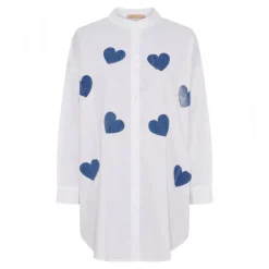 Marta MdcCecilia Shirt - Hvid skjorte med blå hjerter 259288 White fra Marta du Château