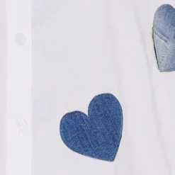 Marta MdcCecilia Shirt - Hvid skjorte med blå hjerter 259288 White fra Marta du Château