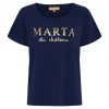 MARTA MdcJeanette Tee - Mørkeblå T-shirt med guld tryk MT-002-S Navy Blue fra Marta du Château