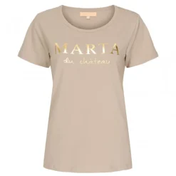 MARTA MdcJeanette Tee - Sandfarvet T-shirt med guld tryk MT-002-S Sand fra Marta du Château