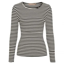 Marta MdcJosiane LS Tee - Sort stribet t-shirt 49066 Black/Greggio fra Marta du Château