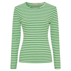Marta MdcJosiane LS Tee - Grøn stribet t-shirt 49066 Menta/Greggio fra Marta du Château