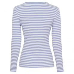 Marta MdcJosiane LS Tee - Lyseblå stribet t-shirt 49066 Celeste/Greggio fra Marta du Château