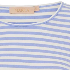 Marta MdcJosiane LS Tee - Lyseblå stribet t-shirt 49066 Celeste/Greggio fra Marta du Château