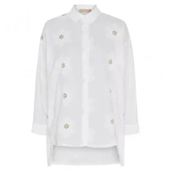 MARTA MdcMarthe Shirt - Hvid skjorte med beige blomster 6885 White fra Marta du Château