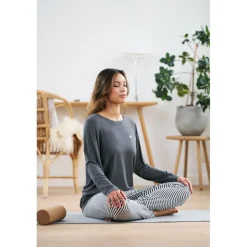 Missya Softness Shirt LS - Grå langærmet natbluse 13341 Dark Grey Melange fra Missya