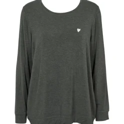 Missya Softness Shirt LS - Grå langærmet natbluse 13341 Dark Grey Melange fra Missya