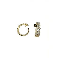 Pico Crystal Heart Hoops - Guld hoop med hjerte krystaller Y01015 Guldbelagt fra Pico