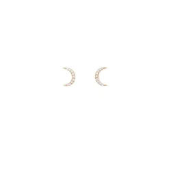 PICO Luna Crystal Studs - Guld måne ørestikker R01005 fra Pico