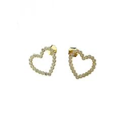 Pico Mina Crystal Studs - Guld hjerte øreringe med crystaller Z01010 Clear fra Pico