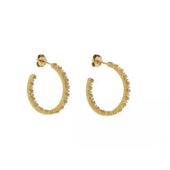 PICO Siri Grande Hoops - Guld hoop øreringe med klare sten M01018 fra Pico
