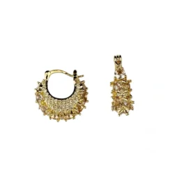 Pico Zahara Crystal Hoops - Guld hoop med champagnefarvede krystaller Z01011 fra Pico