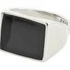 Pilgrim ECRU firkantet sort signet ring - 272236124 Sølvbelagt fra Pilgrim