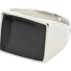 Pilgrim ECRU firkantet sort signet ring - 272236124 Sølvbelagt fra Pilgrim