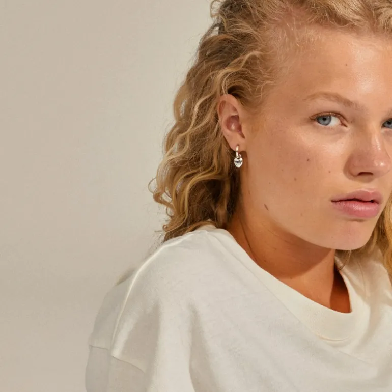 Pilgrim SOPHIE recycled hjerte hoops 642416003 Sølvbelagt fra Pilgrim