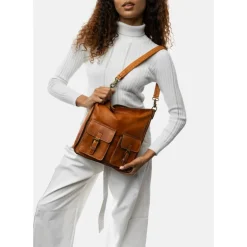 RE:DESIGNED Heda BIG - Cognac farvet crossover taske 6347 Burned Tan fra RE:DESIGNED