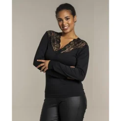 Sandgaard New York - Seamless bluse med blonde SG149 Black fra SANDGAARD
