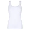 Tim&Simonsen Frida Rib Top - Hvid rib top med blonde 217 Bianco fra TimogSimonsen