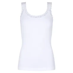 Tim&Simonsen Frida Rib Top - Hvid rib top med blonde 217 Bianco fra TimogSimonsen