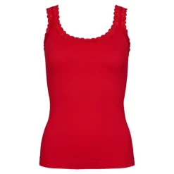 Tim&Simonsen Frida Rib Top - Rød rib top med blonde 217 Rosso fra TimogSimonsen