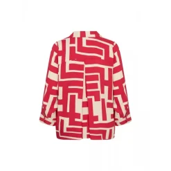 Wasabi WA-ALVA 1 - Rød printet bluse W10325 Lipstick Combi fra Wasabiconcept