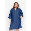 Wasabi WA-FLORA 5 - Blød denim tunika W10373 Dark Blue Denim fra Wasabiconcept