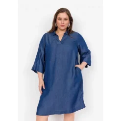 Wasabi WA-FLORA 5 - Blød denim tunika W10373 Dark Blue Denim fra Wasabiconcept