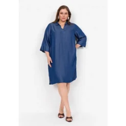 Wasabi WA-FLORA 5 - Blød denim tunika W10373 Dark Blue Denim fra Wasabiconcept