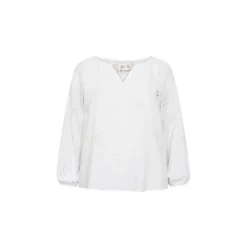 Wasabi WA-GIT 1 - Hvid broderie anglaise bluse W10212 White fra Wasabiconcept