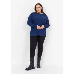 Wasabi WA-SAMANDA 1 - Blå strik med knapper i bag W30000 Blue Iris Melange fra Wasabiconcept