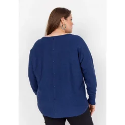 Wasabi WA-SAMANDA 1 - Blå strik med knapper i bag W30000 Blue Iris Melange fra Wasabiconcept