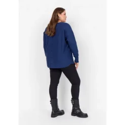 Wasabi WA-SAMANDA 1 - Blå strik med knapper i bag W30000 Blue Iris Melange fra Wasabiconcept