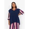 Wasabi WA-TONJA 7 - Blå strik vest W30045 Blue Iris Melange fra Wasabiconcept