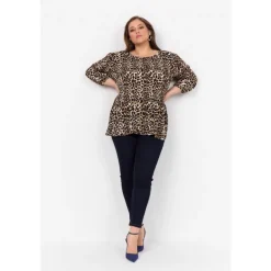 Wasabi WA-VANJA 1 - Leo printet bluse W10441 Desert Brown Combi fra Wasabiconcept