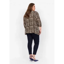 Wasabi WA-VANJA 1 - Leo printet bluse W10441 Desert Brown Combi fra Wasabiconcept